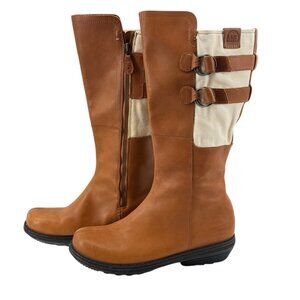 Sorel Hoonah Women Tan Leather Knee Boots 10.5 Thinsulate NL1524-257 Warm Lining